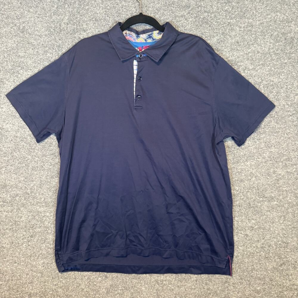 Robert Graham Shirt Mens 2XL Blue Short Sleeve Polo Classic Fit Golf‎ Casual